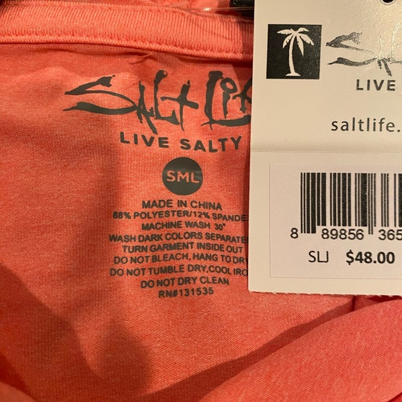 Salt Life Women’s Live Salty SLX Performance Salmon Hoodie Shirt NWT S - Picture 5 of 5